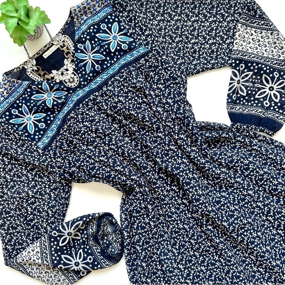 Anthropologie Kas New York Grazia Floral Embroidered Midi Peasant Dress Size XS - Picture 2 of 12